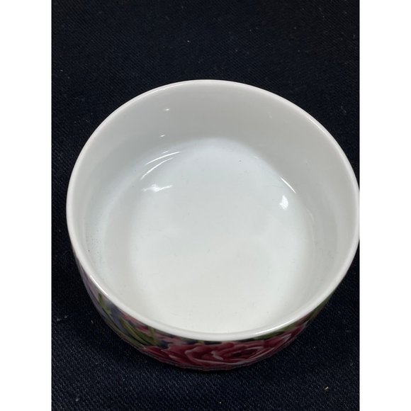 Vintage Lefton Porcelain Lidded Trinket Dish Or Powder Pot Floral Painted - Picture 3 of 10